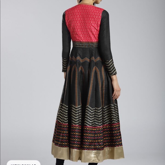 Anarkali party wear kurta size small black and pink colour - Picture 3 of 5